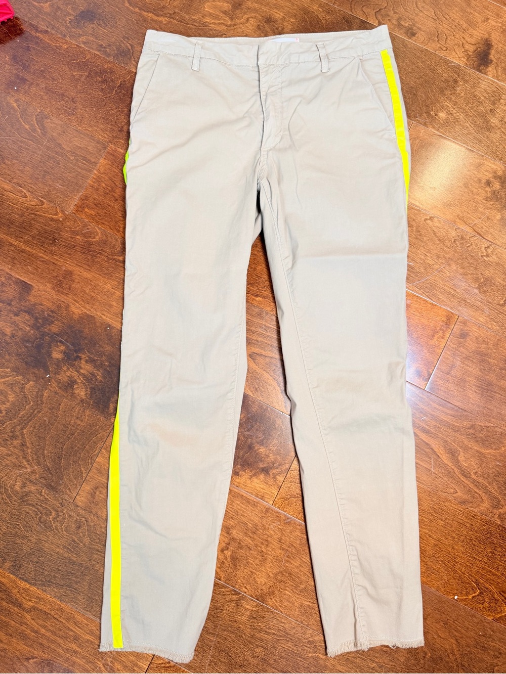 Sundry Beige Chinos with Neon Yellow Side Stripe…size 27